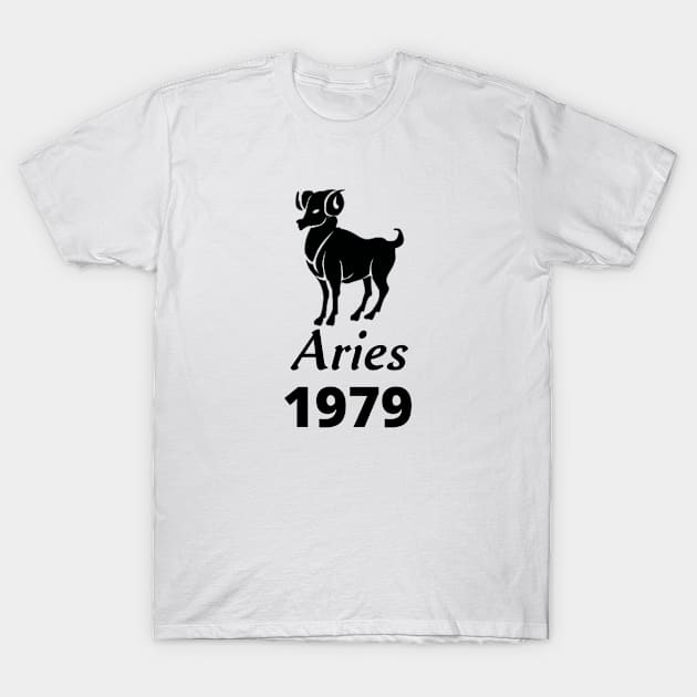 Black Aries Zodiac 1979 T-Shirt by Down Home Tees